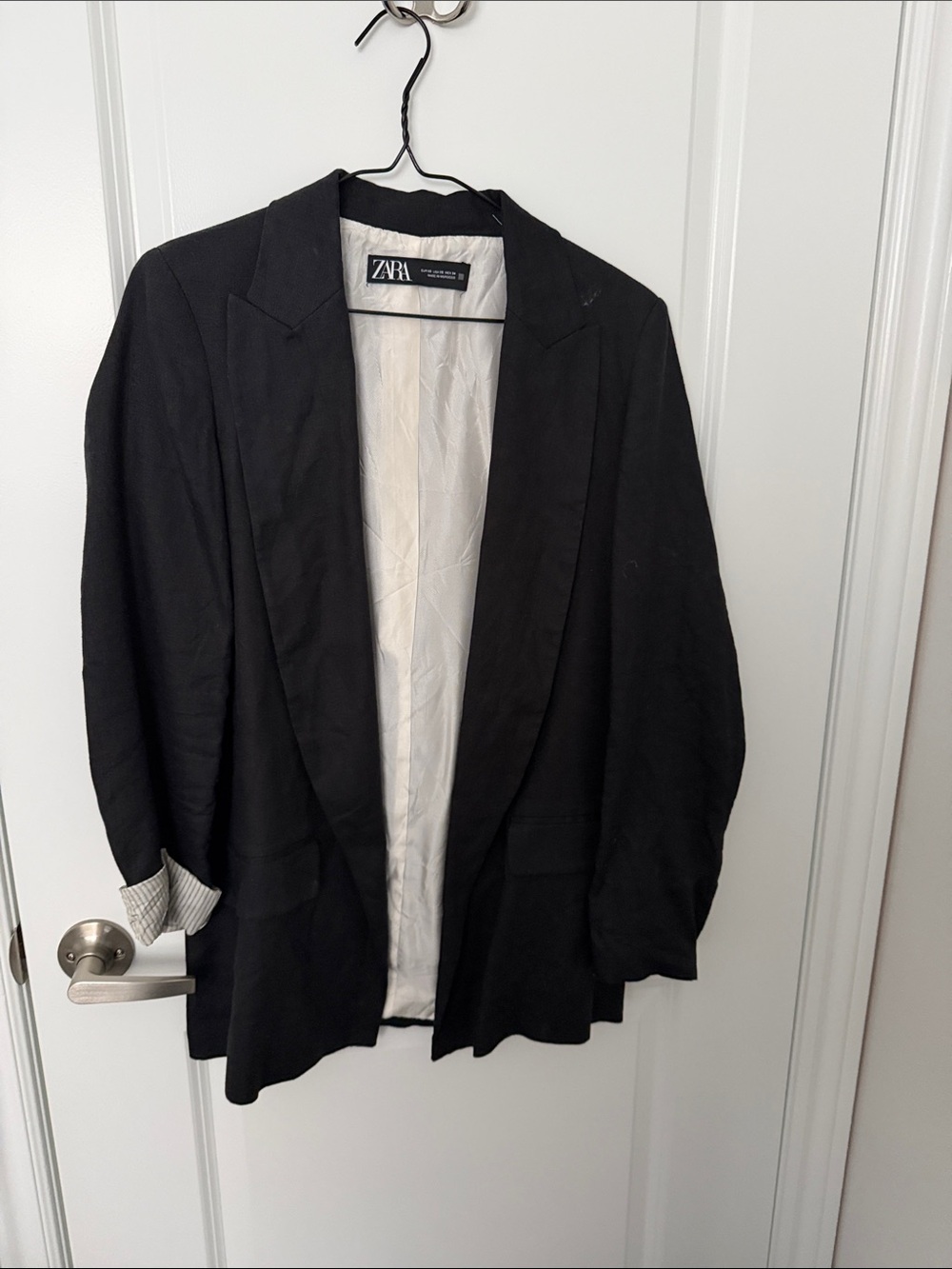 Zara Black Open-Front Tailored Blazer
